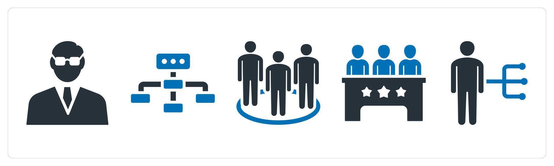 A set of 5 mix icons as businessman, business hierarchy, managers vector