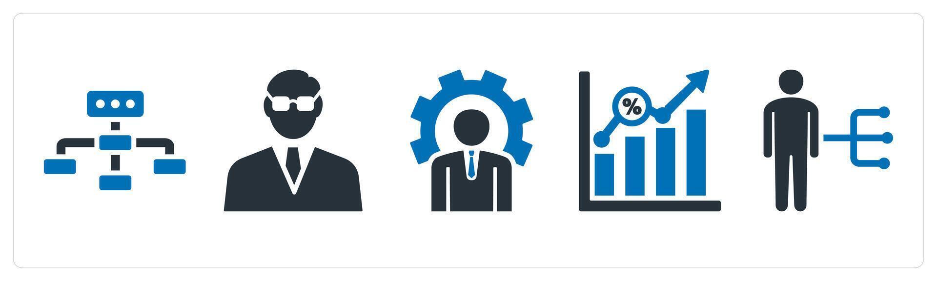 A set of 5 mix icons as business hierarchy, businessman, business management vector