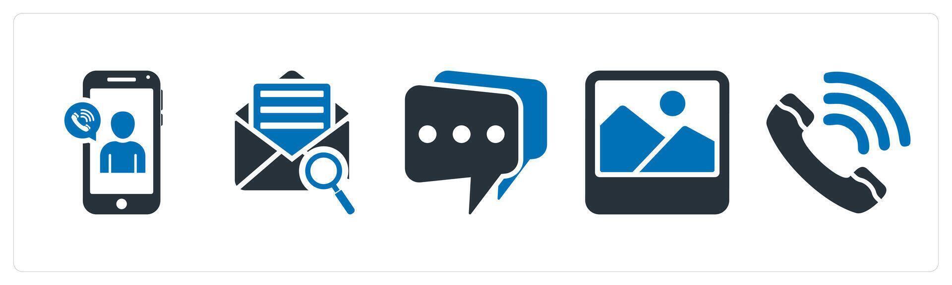 A set of 5 mix icons as mobile calling, search mail, message vector
