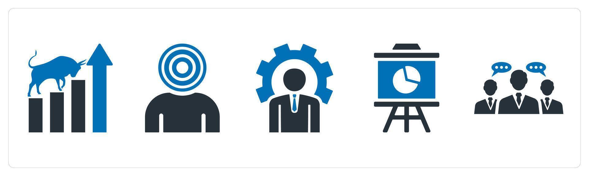 A set of 5 mix icons as business growth, business target, business management vector