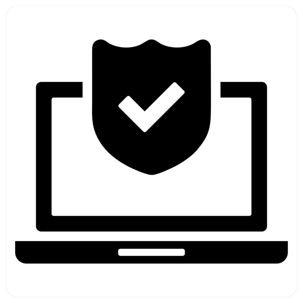 laptop Security and firewall icon concept vector