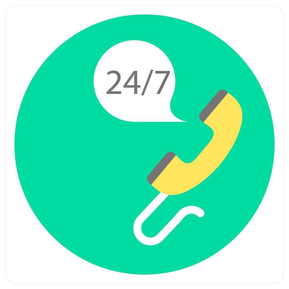 24x7 Call and clock icon concept vector