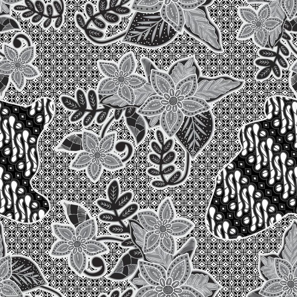Floral Seamless Pattern With Fantasy Batik Motif vector