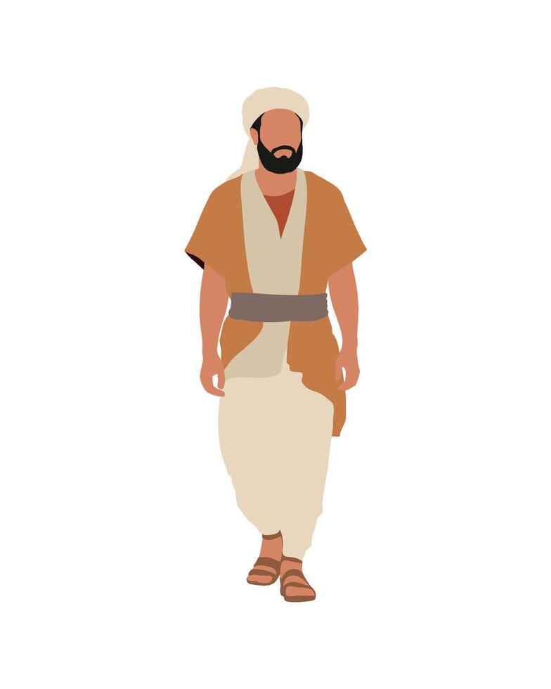 Flat art people and illustration, man with ancient arabian outfit vector