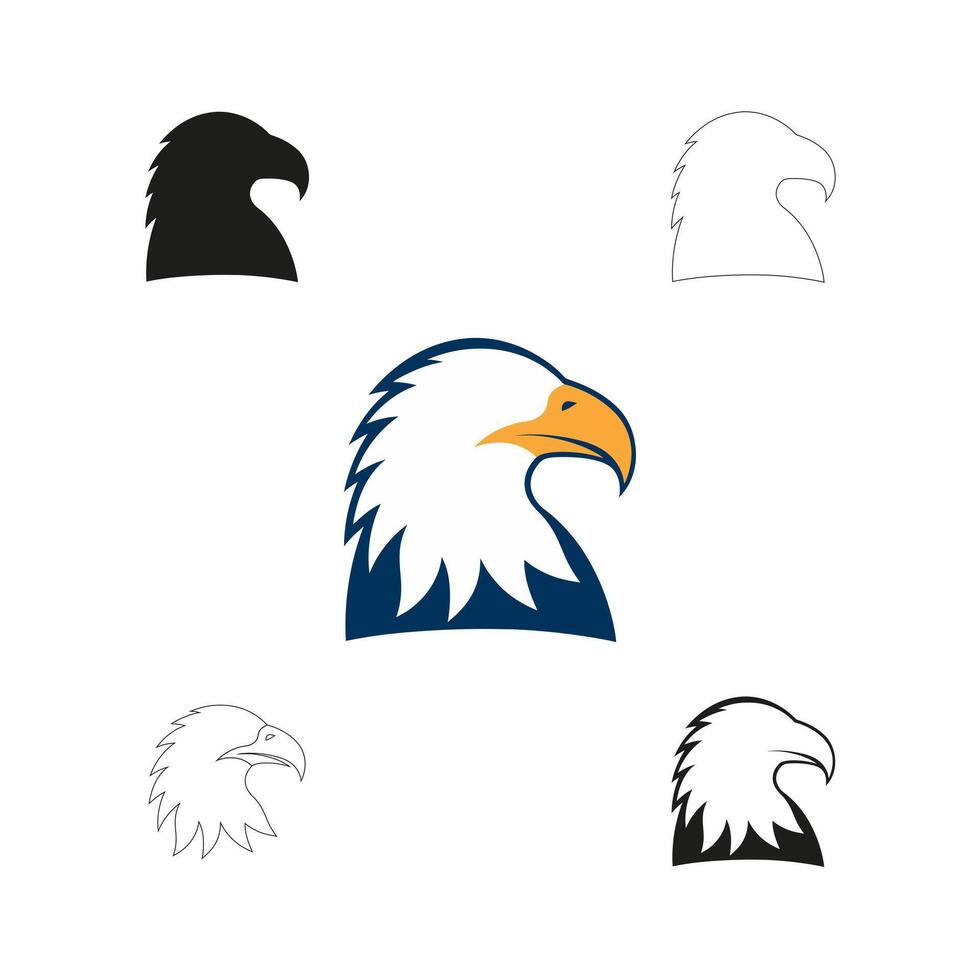 Bald Eagle Heads in Various Styles vector