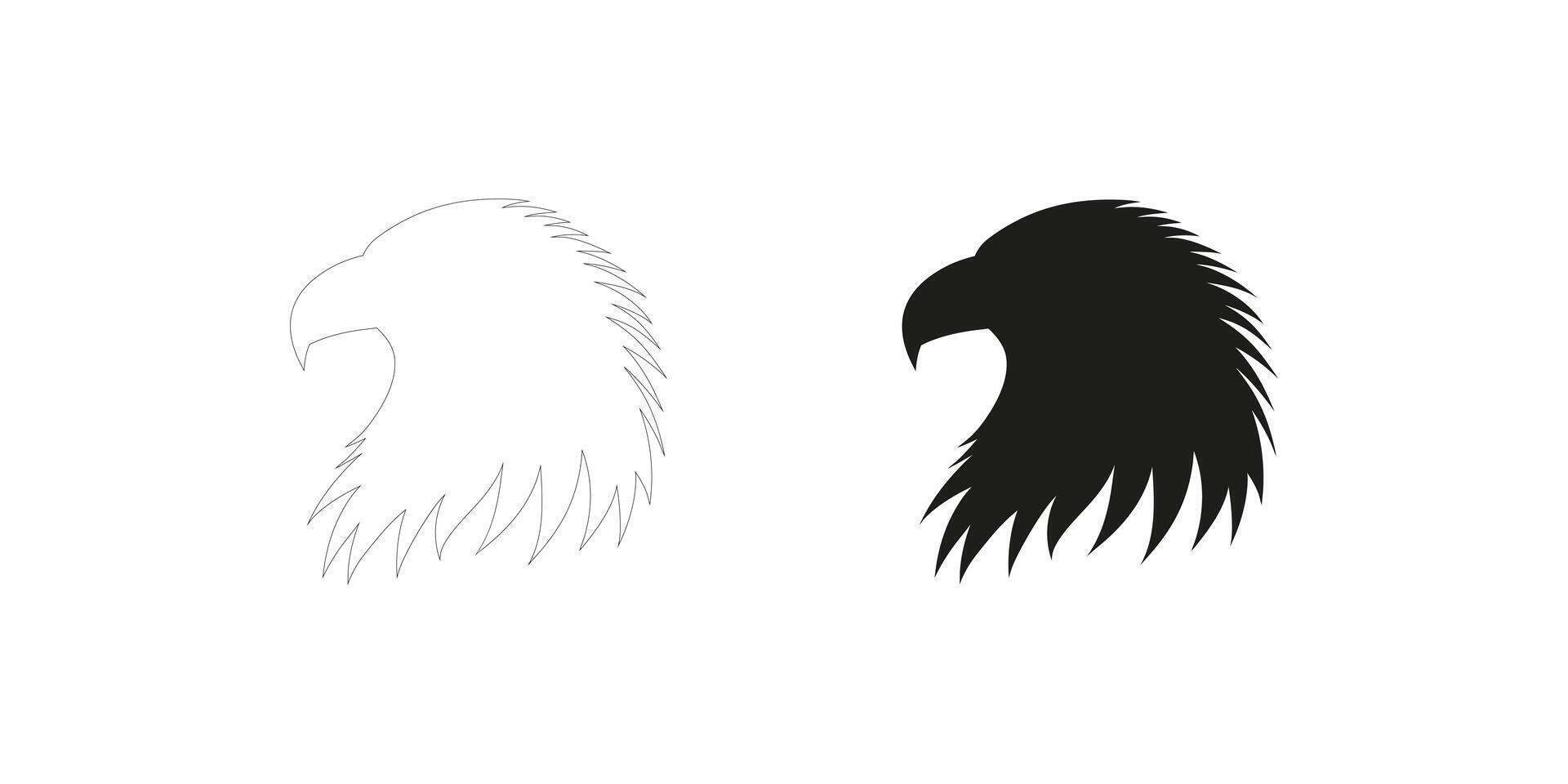 Bald Eagle Head Silhouette and Line art Illustration vector