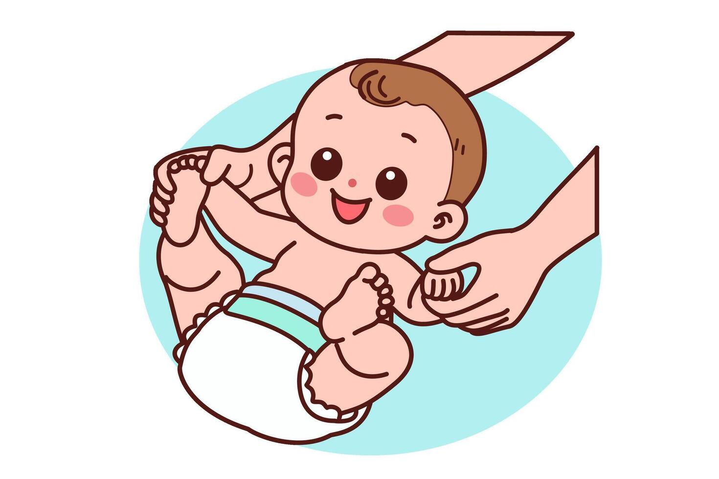 A cute baby is wearing a diaper. illustration in cartoon style. vector