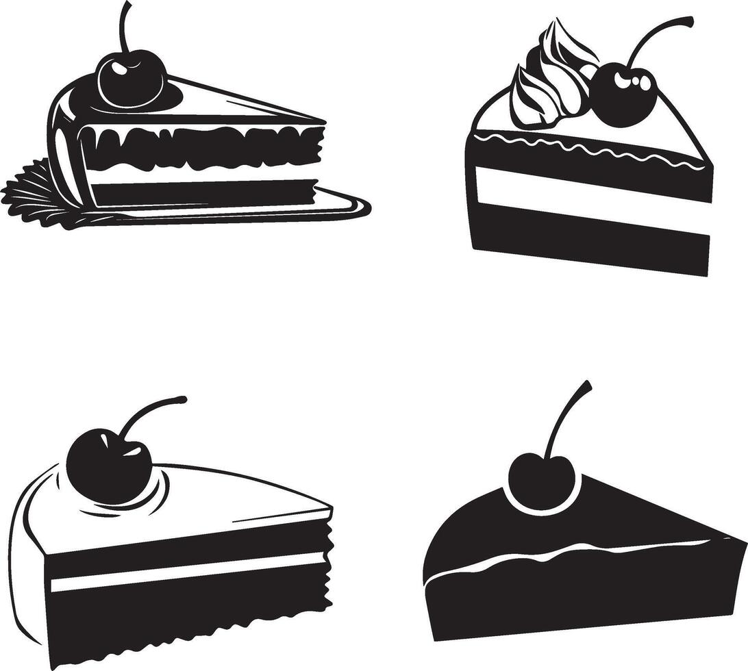 Silhouette of Slice Cake icon Isolated on white background vector
