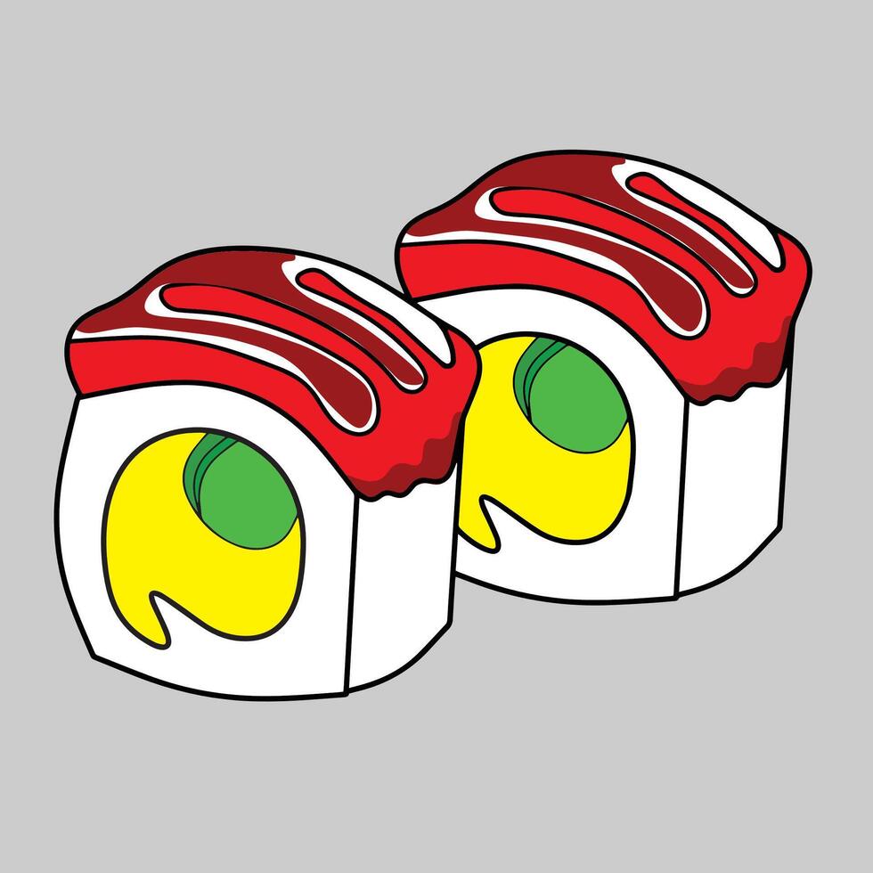 Salmon Dynamite Roll sushi roll flat style illustration vector