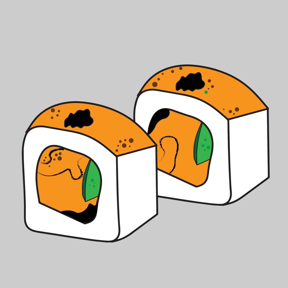 Crunchy Tuna Salad sushi roll flat style illustration vector
