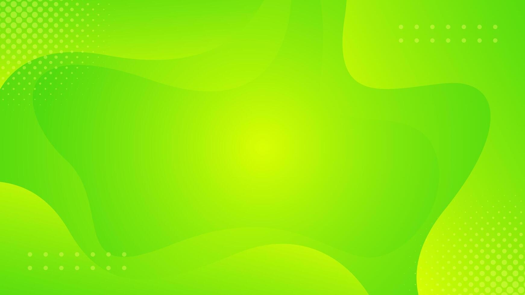 Bright green gradient abstract fluid wave background with halftone vector
