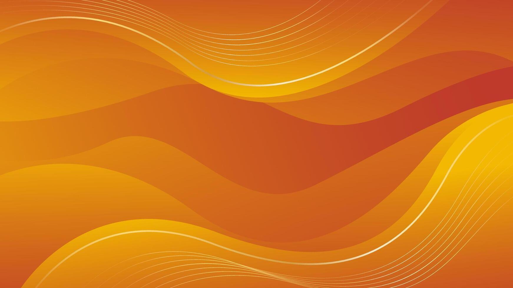 Abstract orange gradient luxury wave background with gold lines. Elegant modern wallpapers vector