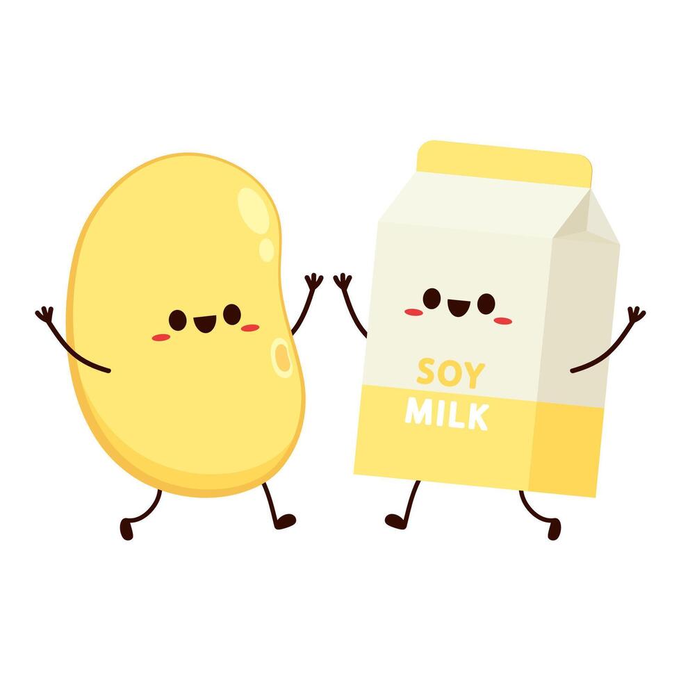 Tofu and Soy milk character design. wallpaper. free space for text. poster. Tofu and Soy milk mascot. vector