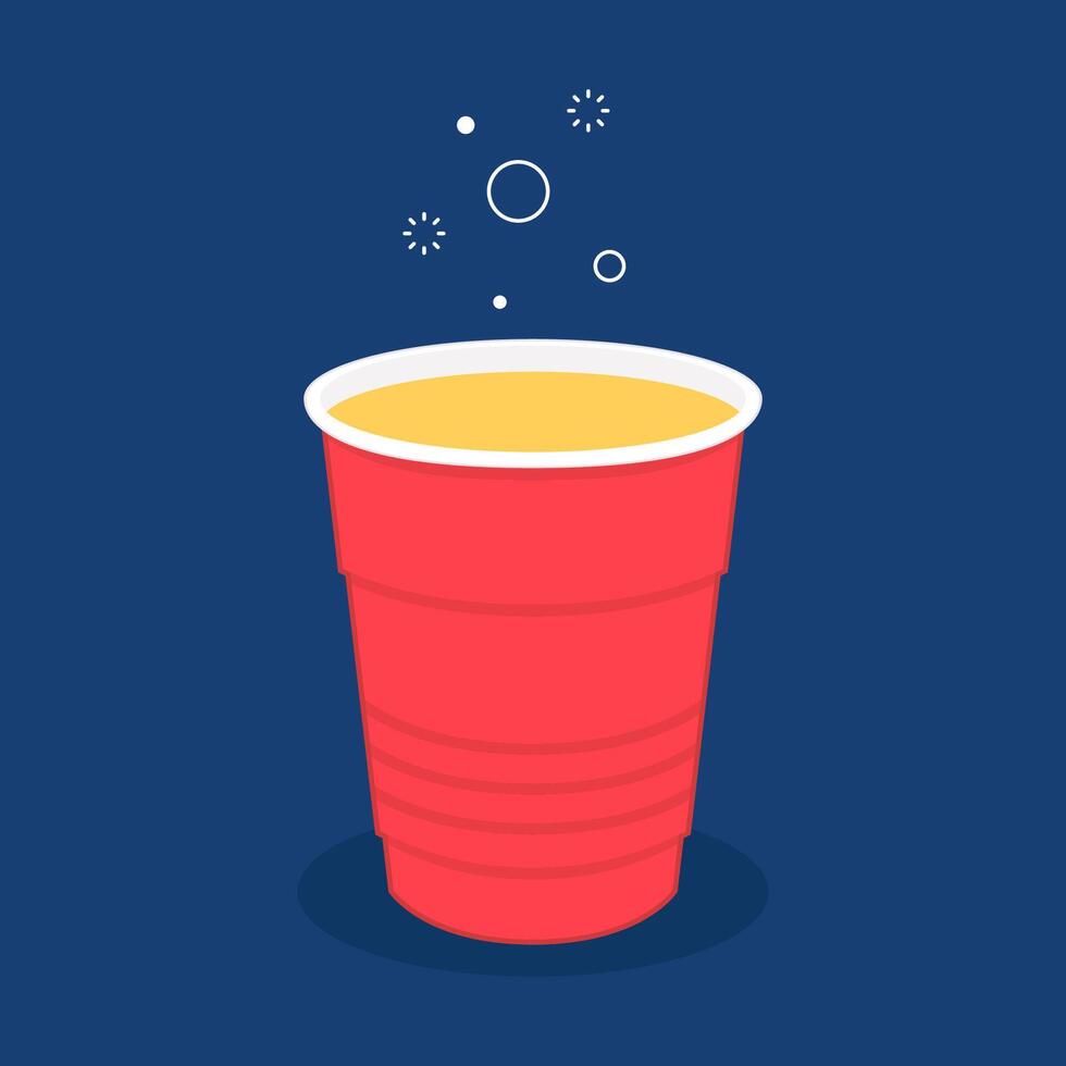 Red beer cup. Cup . wallpaper. Illustration of Beer Pong shot with Pingpong ball. vector