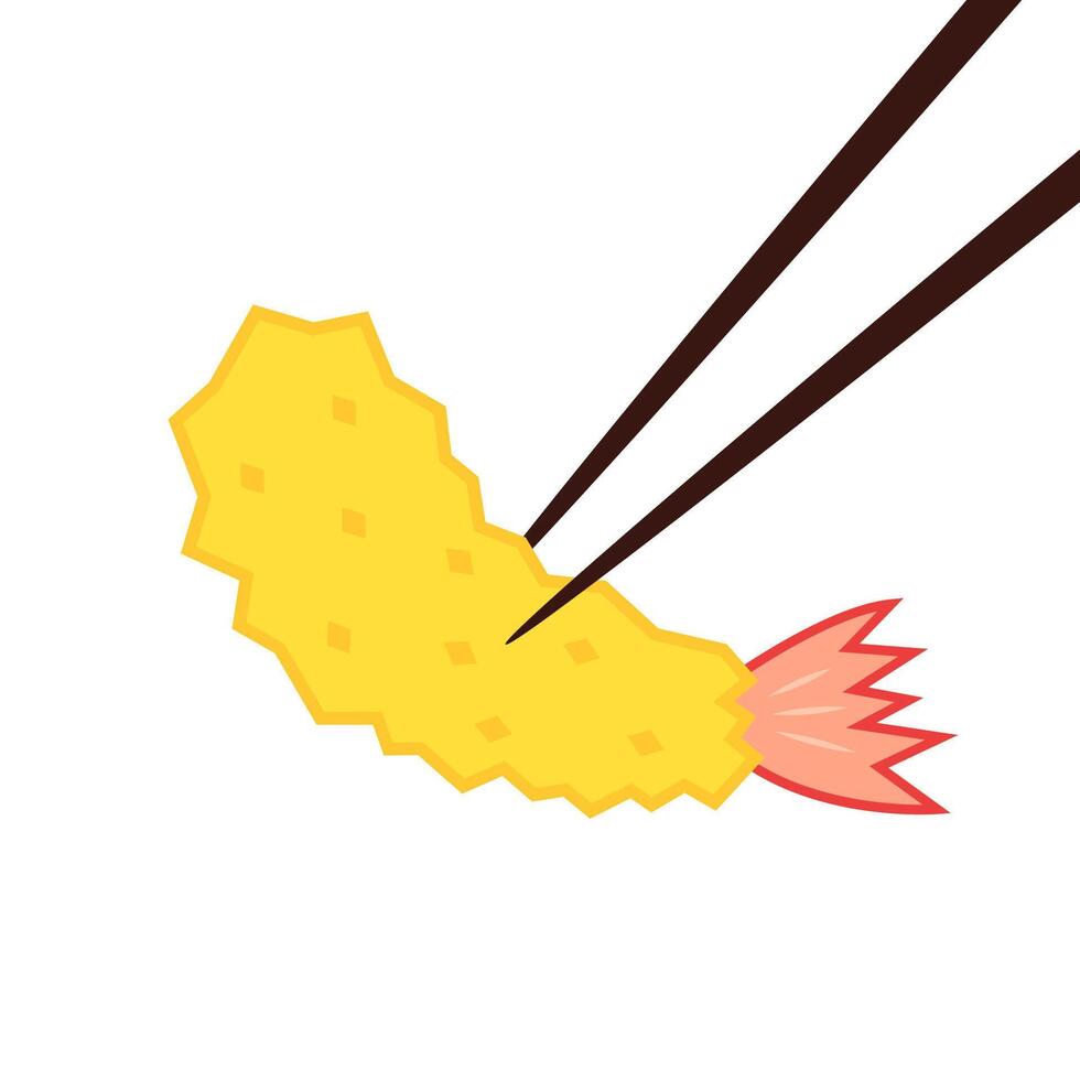 Tempura fried shrimp isolated illustration. Tempura fried shrimp on white background. vector