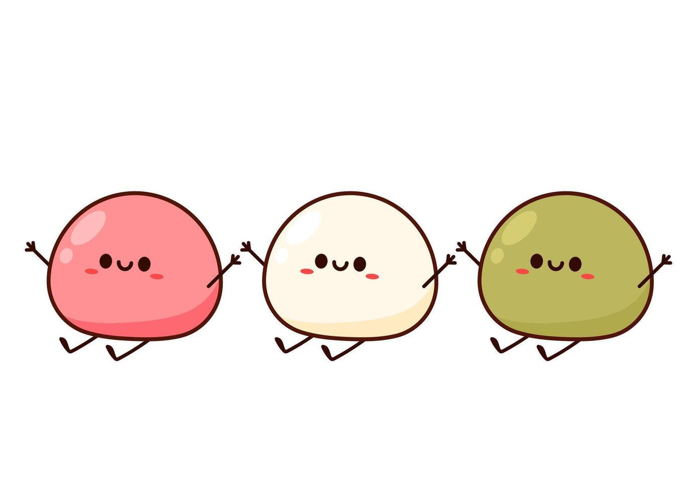 Cute Mochi cartoon . Mochi icon . Japanese rice dessert. vector