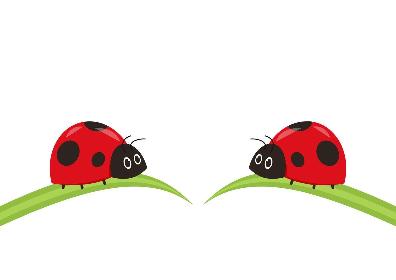Ladybug on leaf. wallpaper. free space for text. background. symbol. ladybug on white background. vector