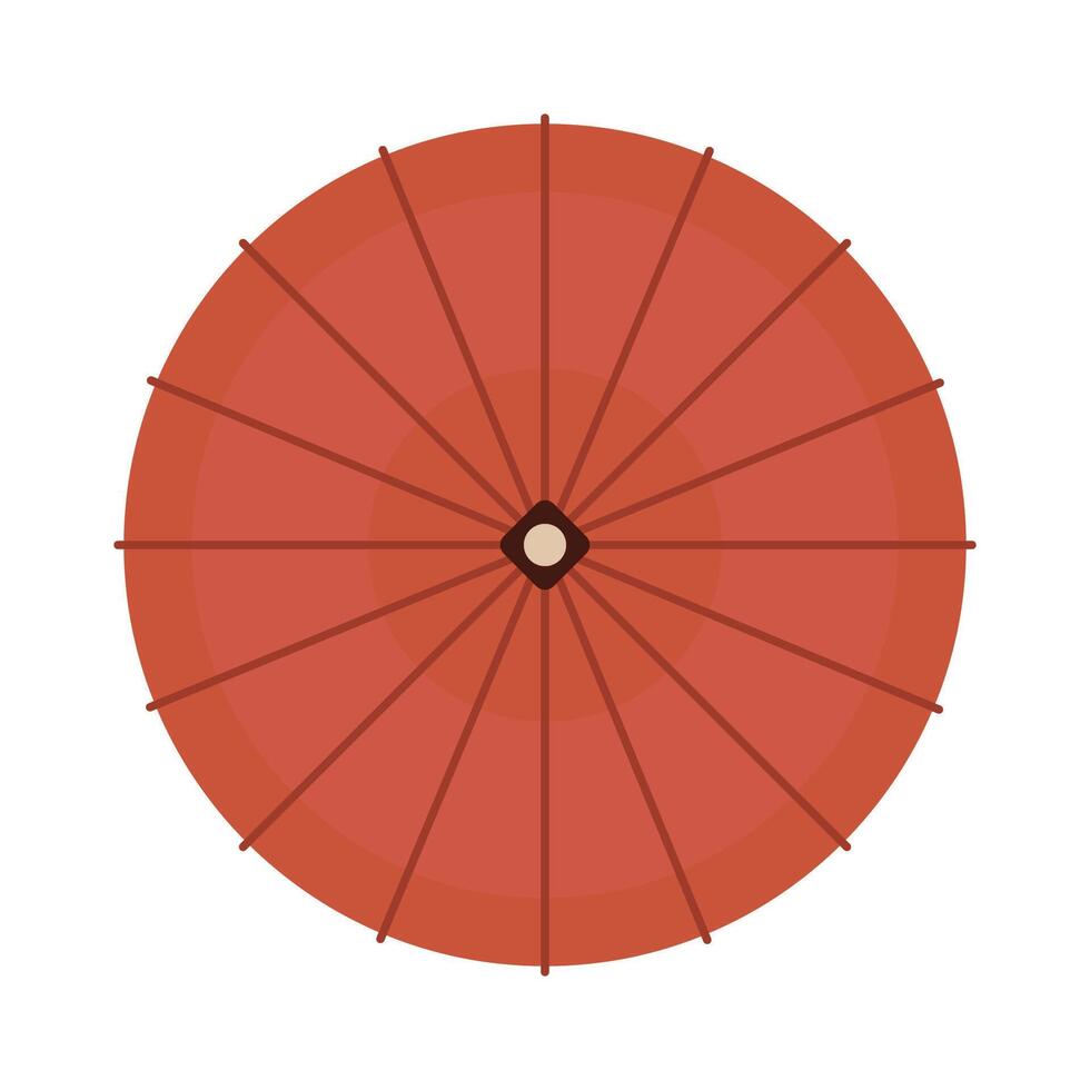 Red Umbrella Top View icon Illustration. Parasol Flat Sign isolated on White Background. vector