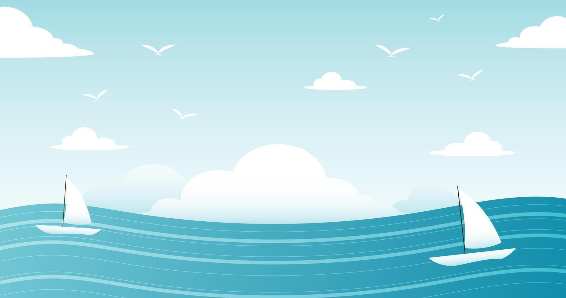 cartoon style paradise island. Seamless landscape with sea shore. Good sunny day. Beach background. vector