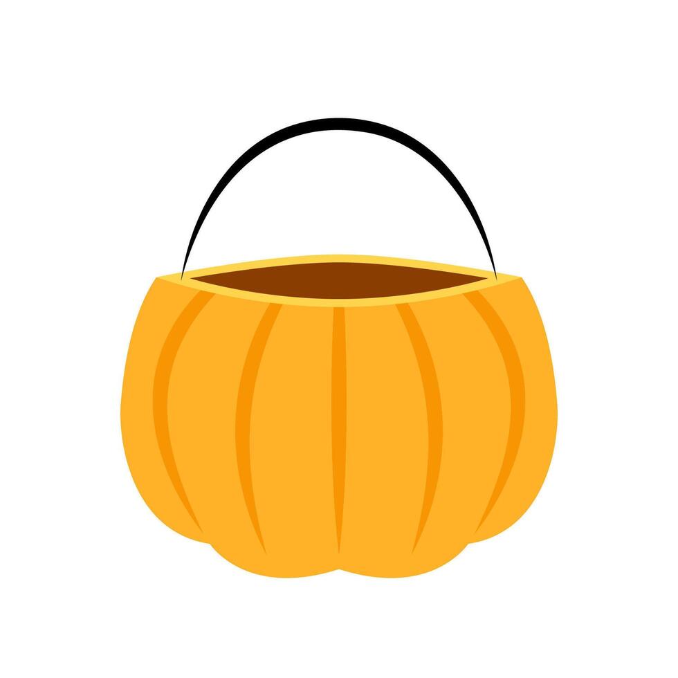 Pumpkin basket . Halloween pumpkin basket. Jack o lantern Bowl. Flat style illustration. vector