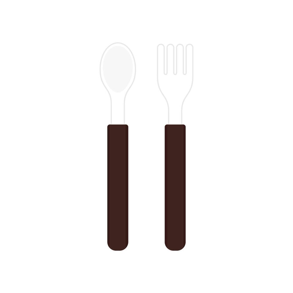 Spoon and fork on white background. Spoon and wood fork. vector