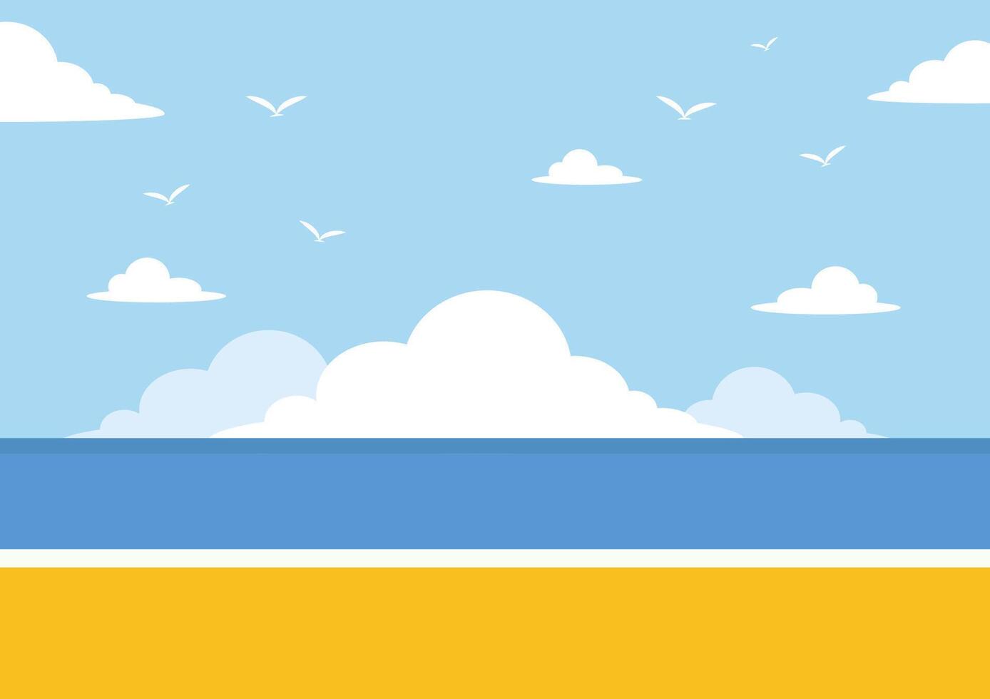 cartoon style paradise island. Seamless landscape with sea shore. Good sunny day. Beach background. vector