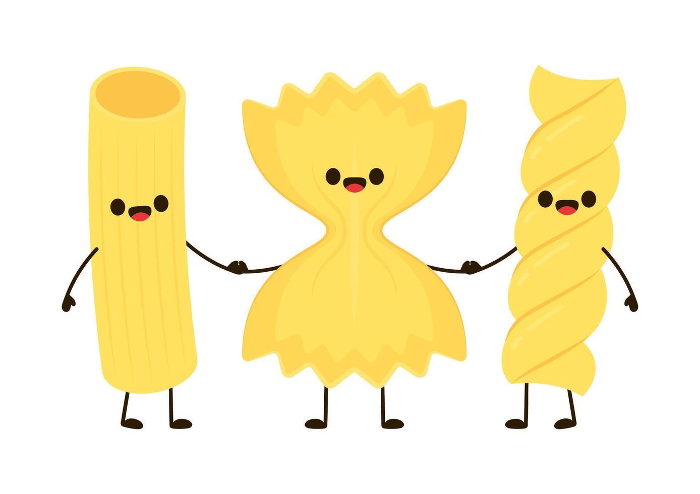 Pasta noodles character design. Pasta noodles on white background. vector