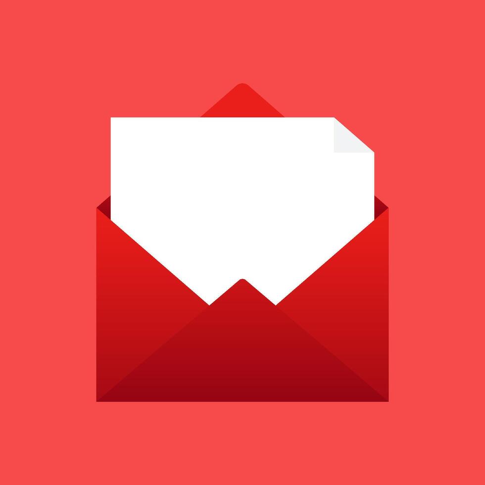 Red envelope with blank card. Full Isolated. design. vector