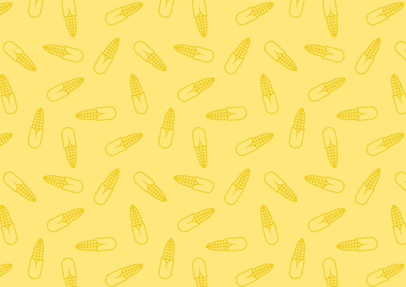 Corn icon. Corn doodle pattern wallpaper. Corn on yellow background. vector
