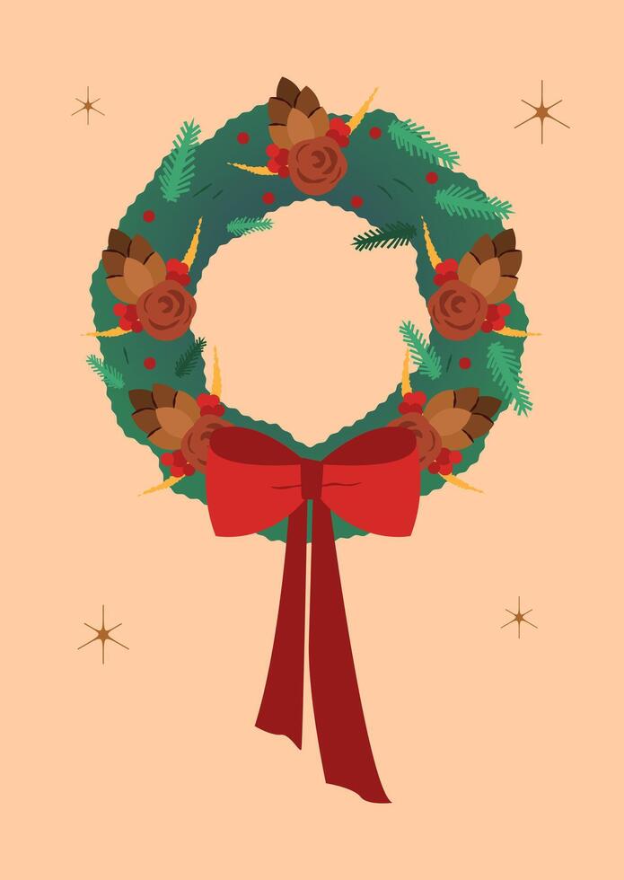 Christmas Door Decoration Illustration vector