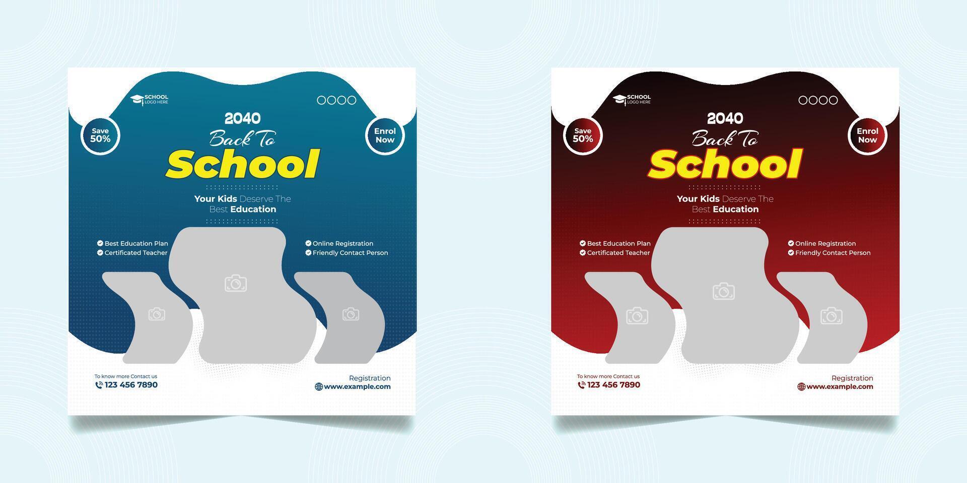 School admission open social media post design vector