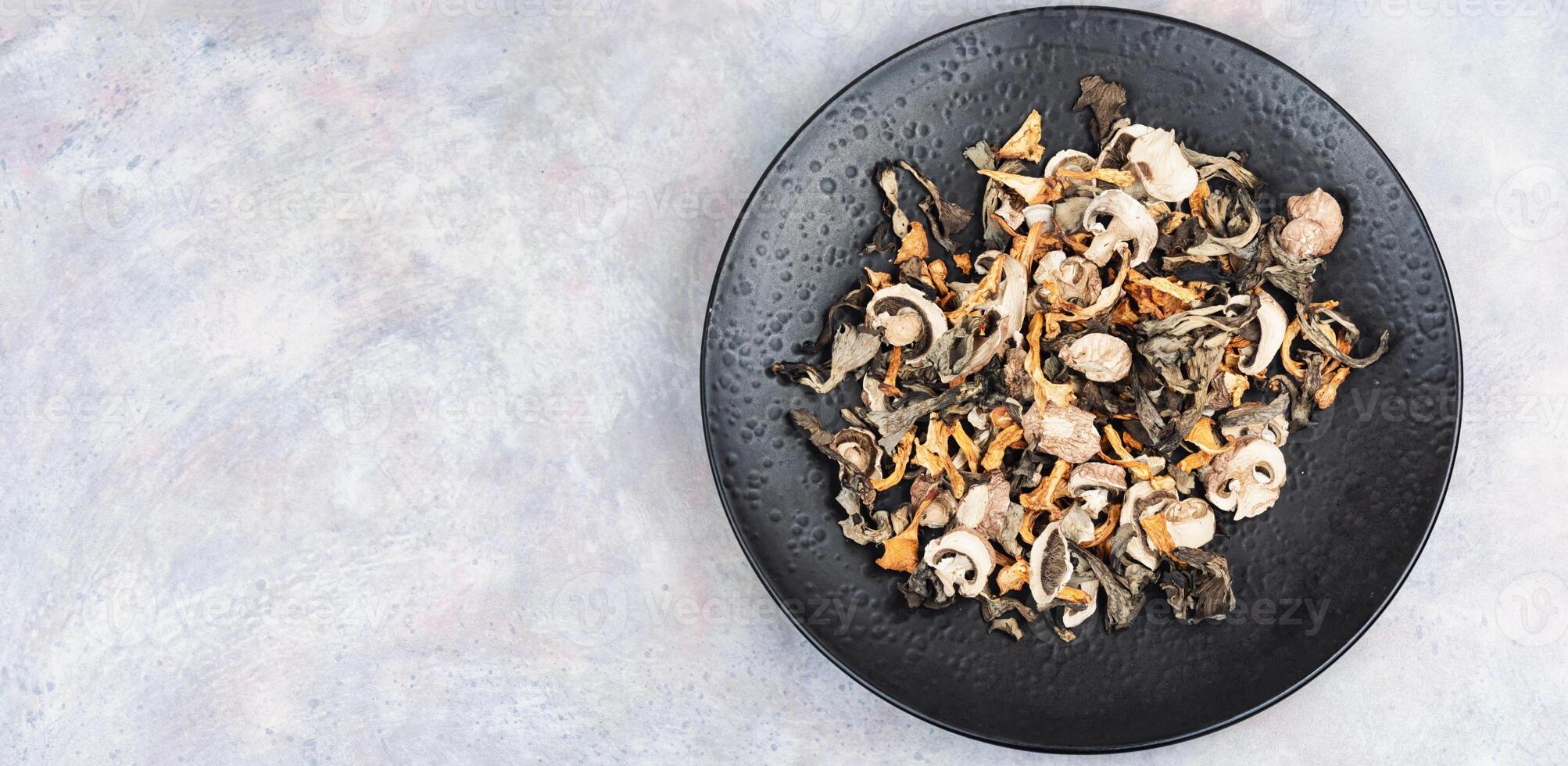 Assortment of dried mushrooms. photo