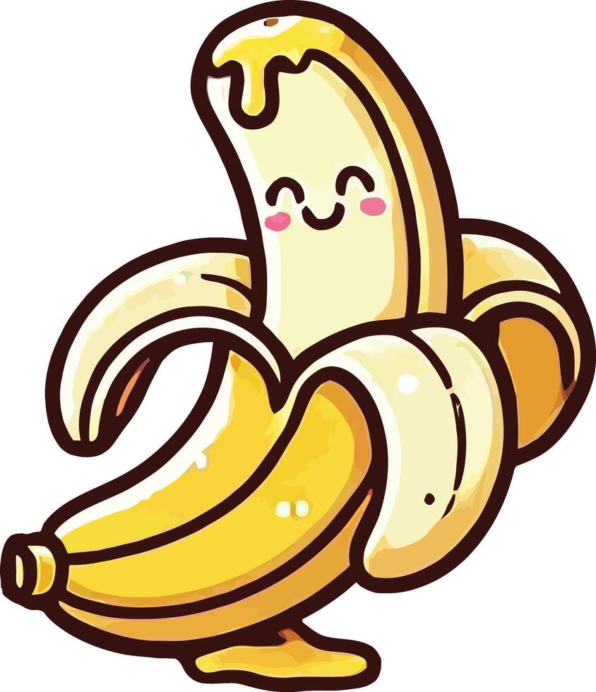 A cartoon banana with a smile on it vector