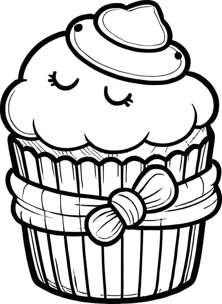 Cupcake coloring pages vector