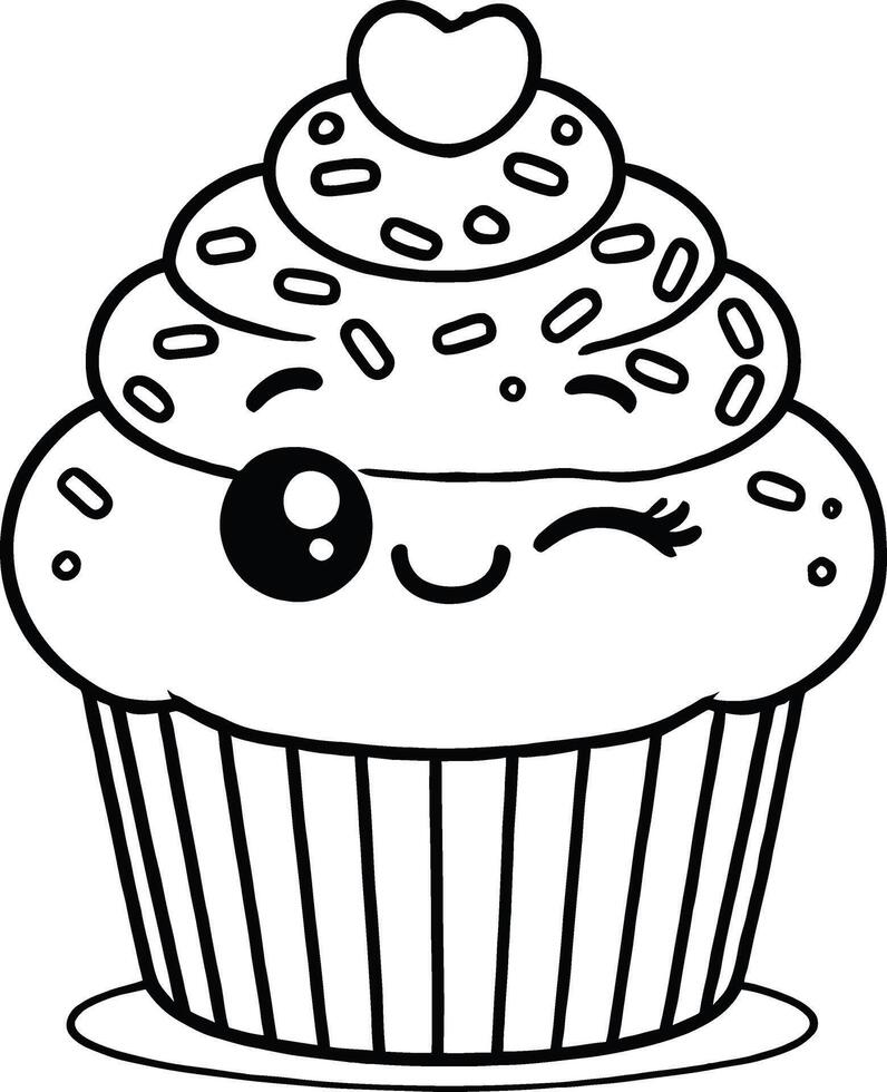 Cupcake coloring pages for kids vector