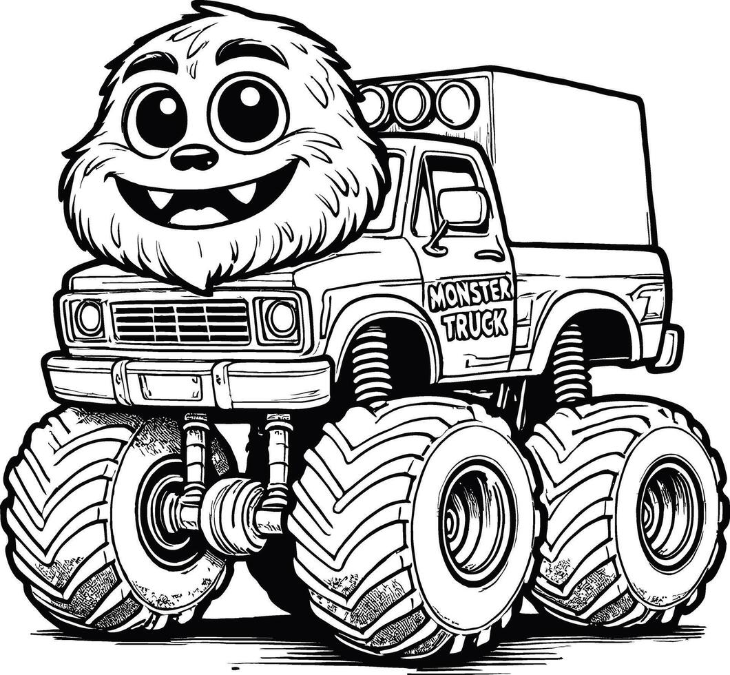 Monster truck coloring pages vector