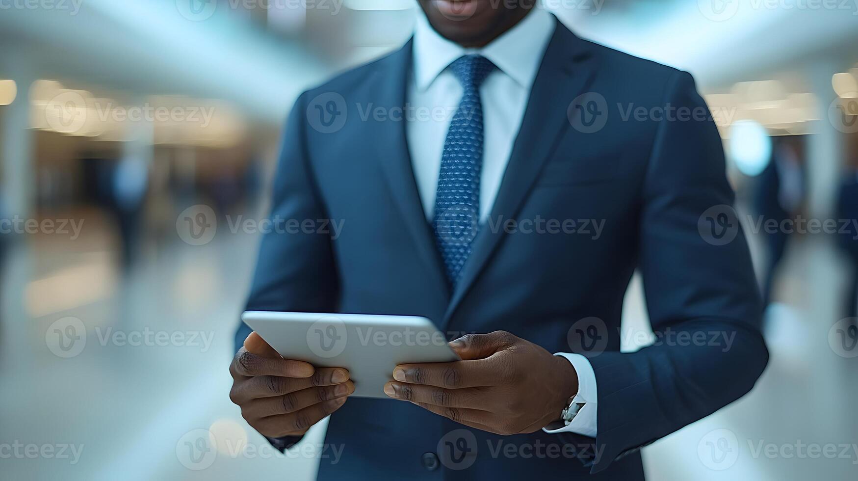 Group of business people using a tablet, discussing strategy, collaborative atmosphere, high-quality 3D render photo