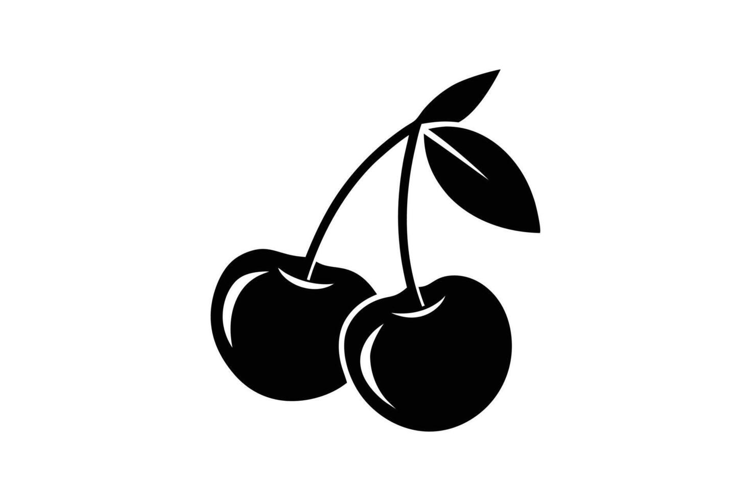 Cherry Fruit Black and White Design vector