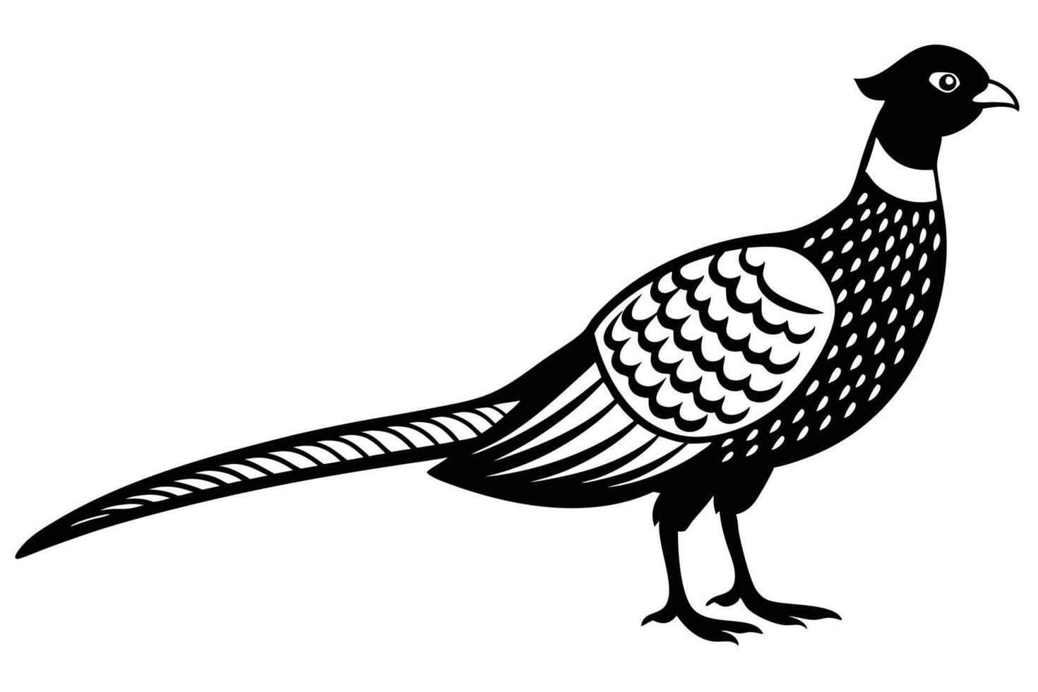 Ring Necked Pheasant Silhouette Design vector