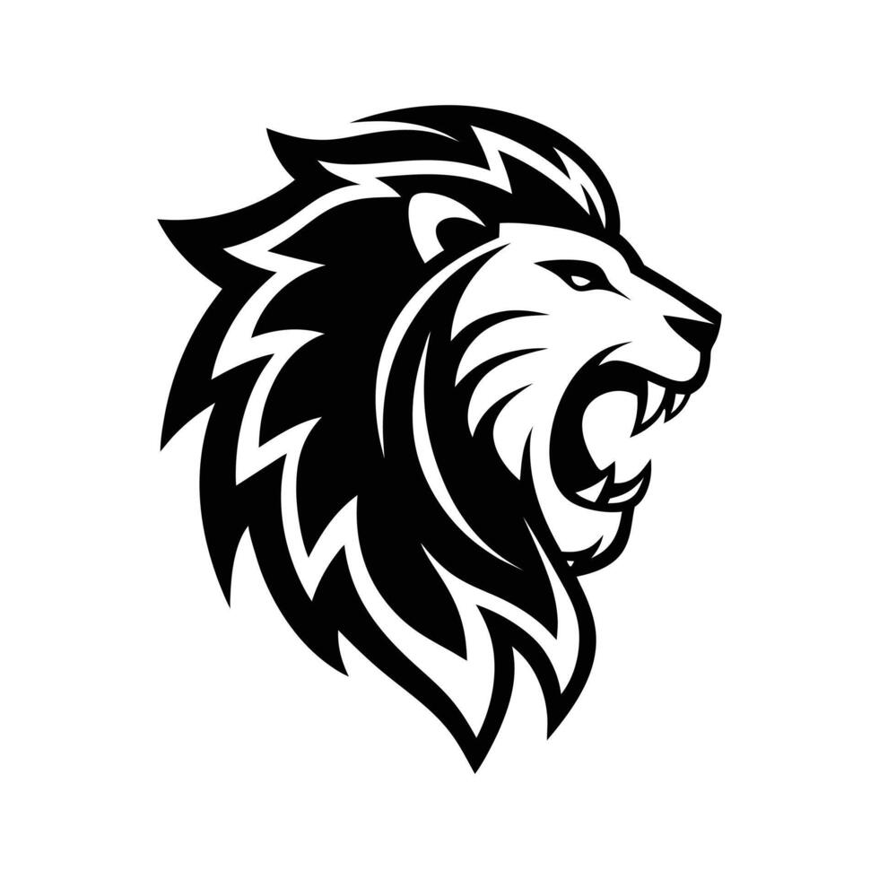 Minimalist lion head silhouette design vector