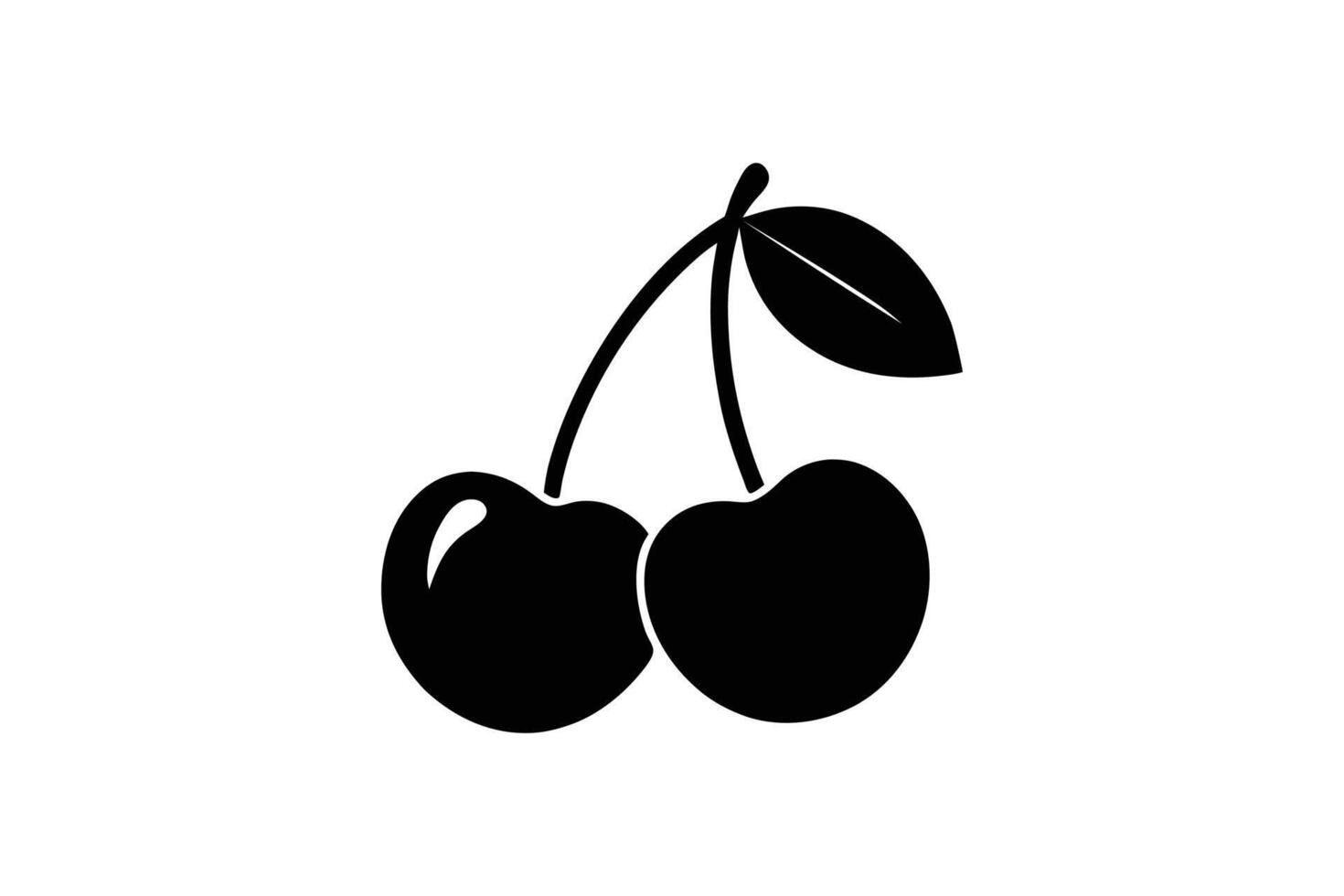 Cherry Fruit Silhouette Design for Printable vector