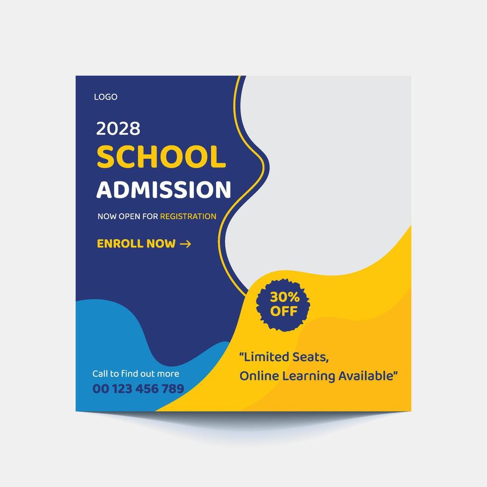 School Admission Promotion Post - Back-to-School Social Media Templates vector