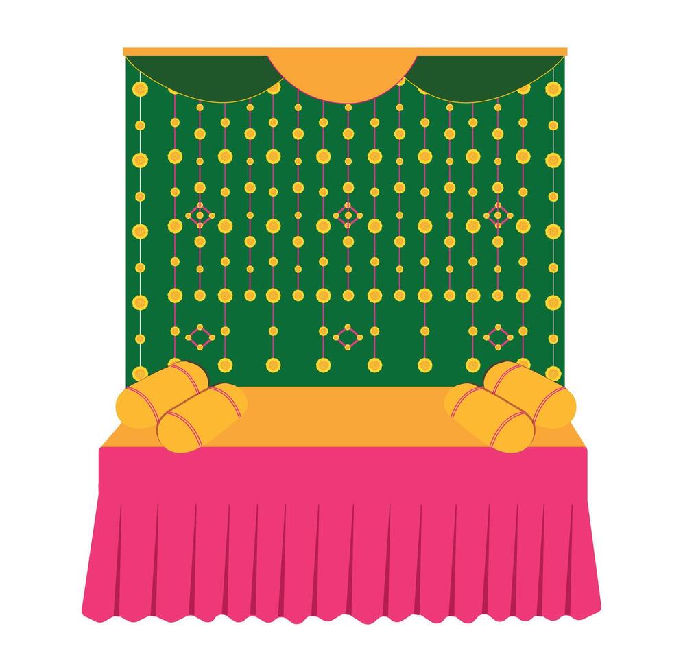 Indian Wedding Haldi and Mehendi Ceremony Background setup vector