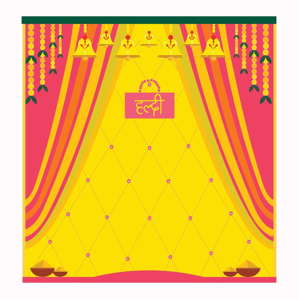 Indian wedding Haldi ceremony decorative background vector