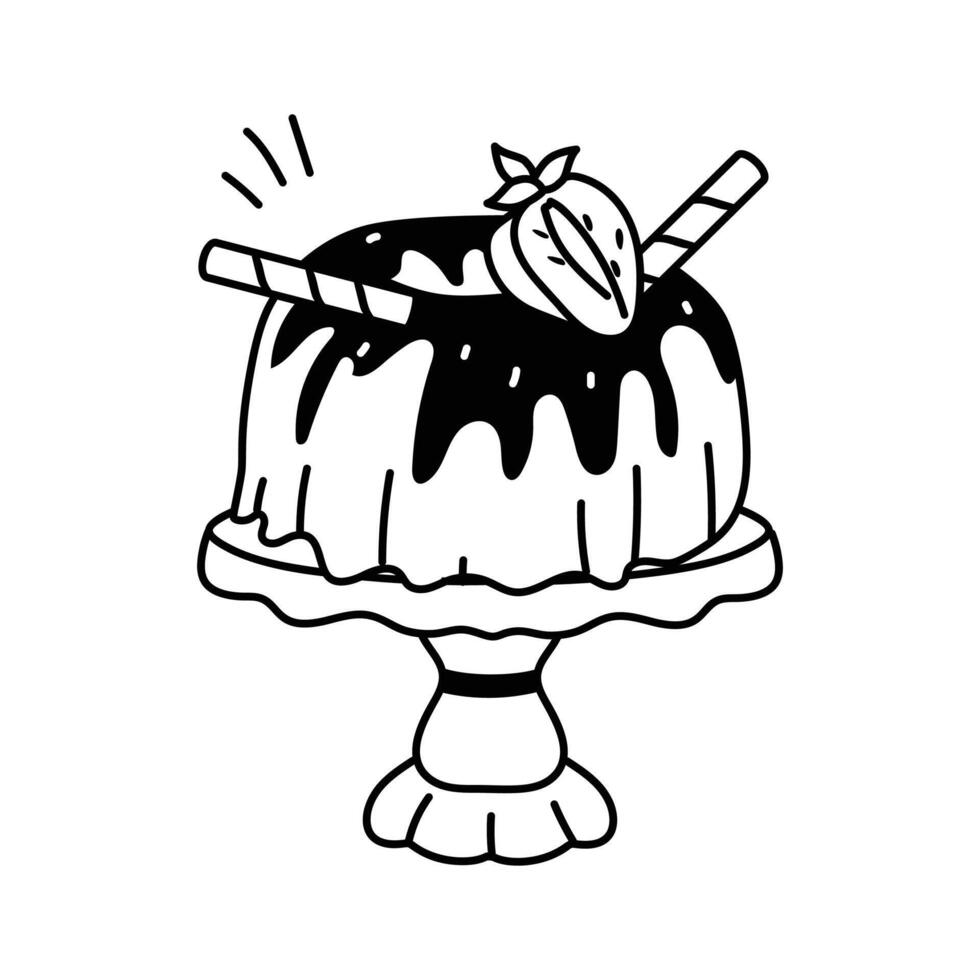 A beautifully decorated bundt cake with icing and toppings vector