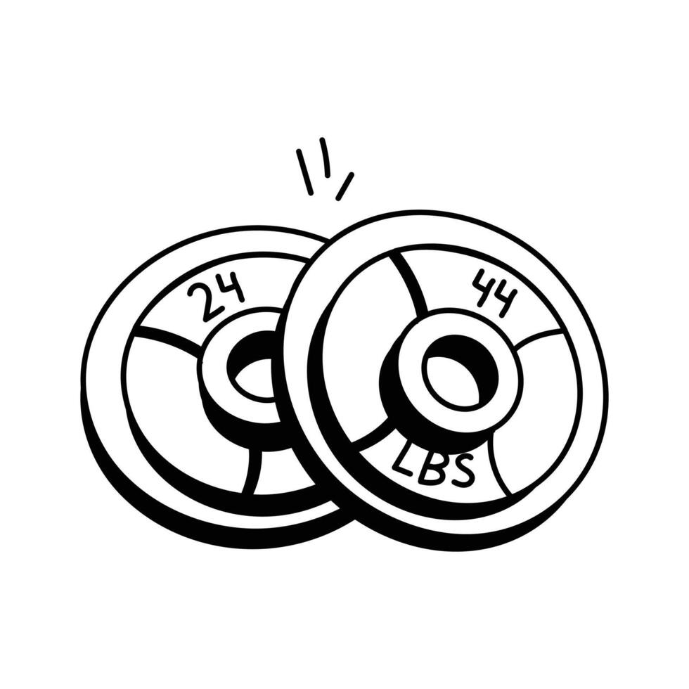 Round weight plates for barbell and resistance training vector