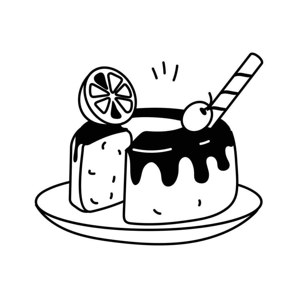 Grab this creative hand drawn icon of sponge cake in modern style vector