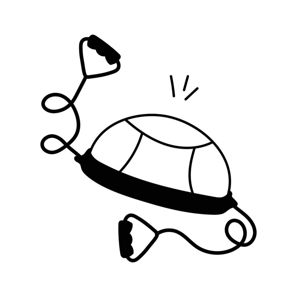 An icon of a blue Bosu ball with attached resistance bands vector
