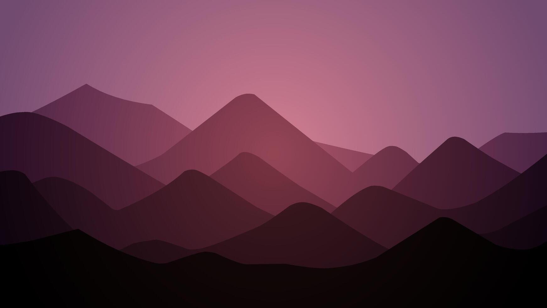 Landscape illustration of majestic mountain range under morning sky vector