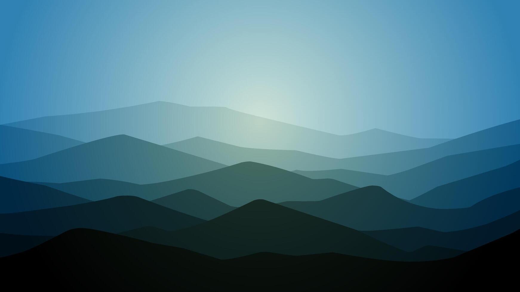 Landscape illustration of breathtaking mountain ridge under shiny sky vector